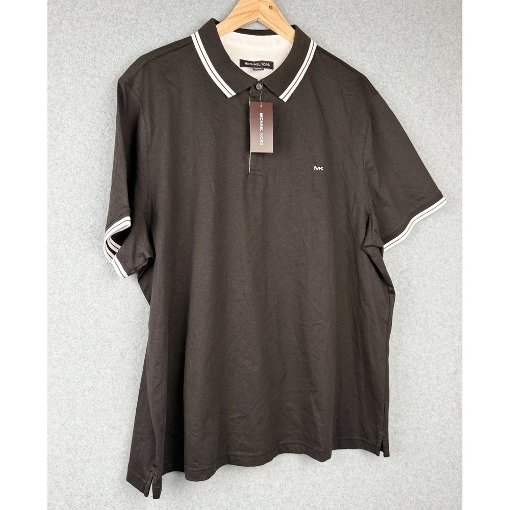 Michael Kors Polo Shirt Black Short Sleeve MK Logo XXL Cotton